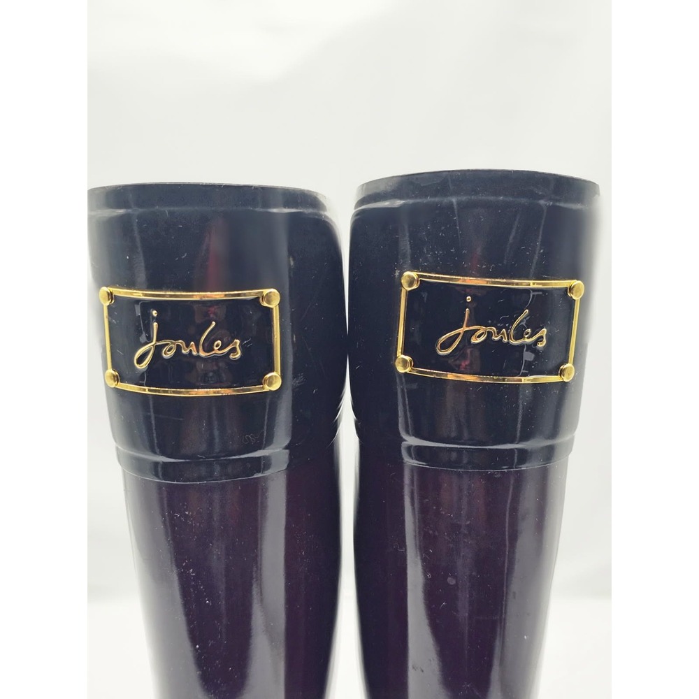 Joules Evedon Rain Boots Women Size 7 Purple Good Glossy Ribbon Back JOU300-01 - Picture 5 of 10
